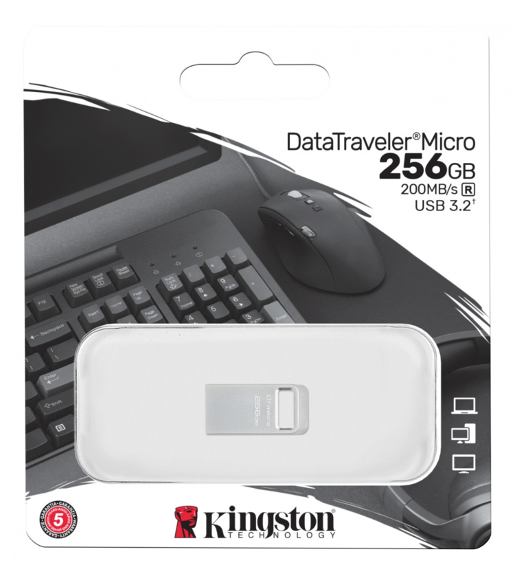 Kingston DataTraveler micro USB-minne, 256 GB, sølv