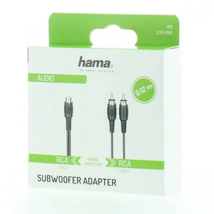 Hama Adapter Audio Subwoofer 2x RCA-kontakter til RCA-uttak