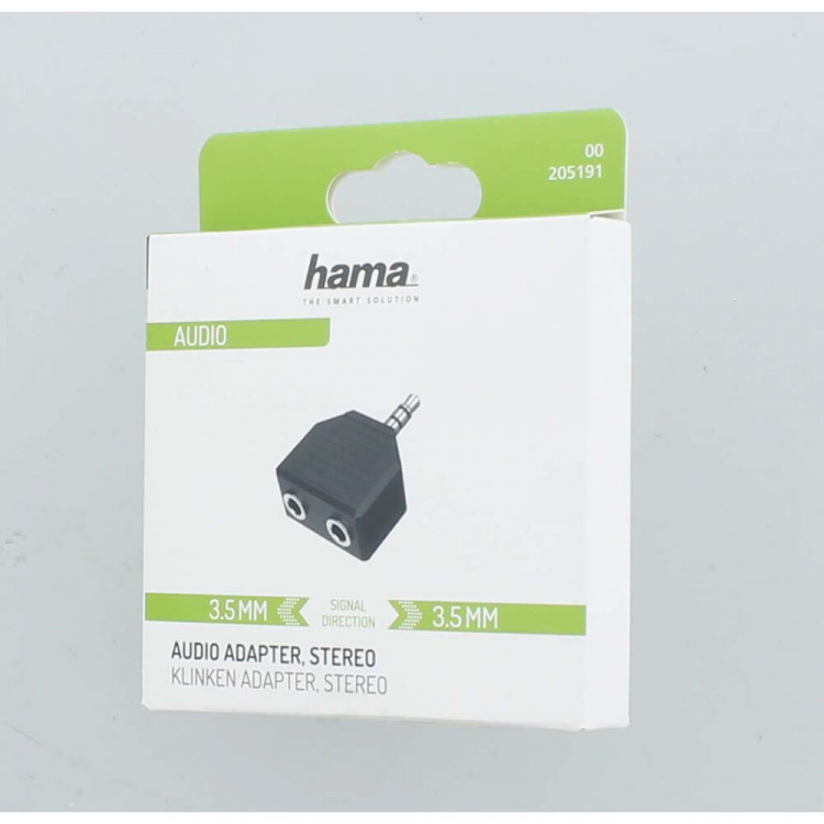 Hama Adapter Audio 2x 3,5 Uttak til 3,5 Kontakt Stereo
