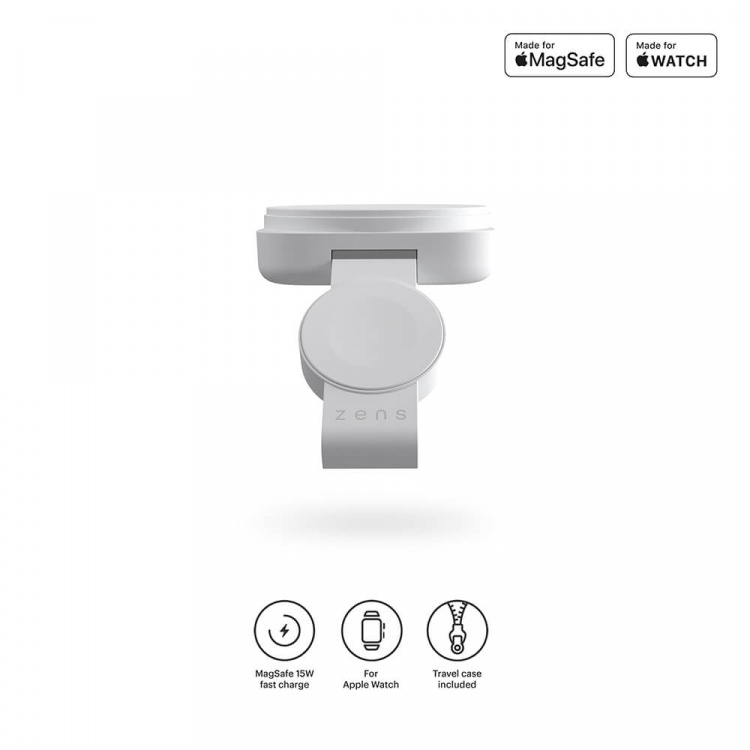 Zens 2-i-1 magnetisk + trådløs lader for klokke Zens 2-i-1 magnetisk + trådløs lader for klokke