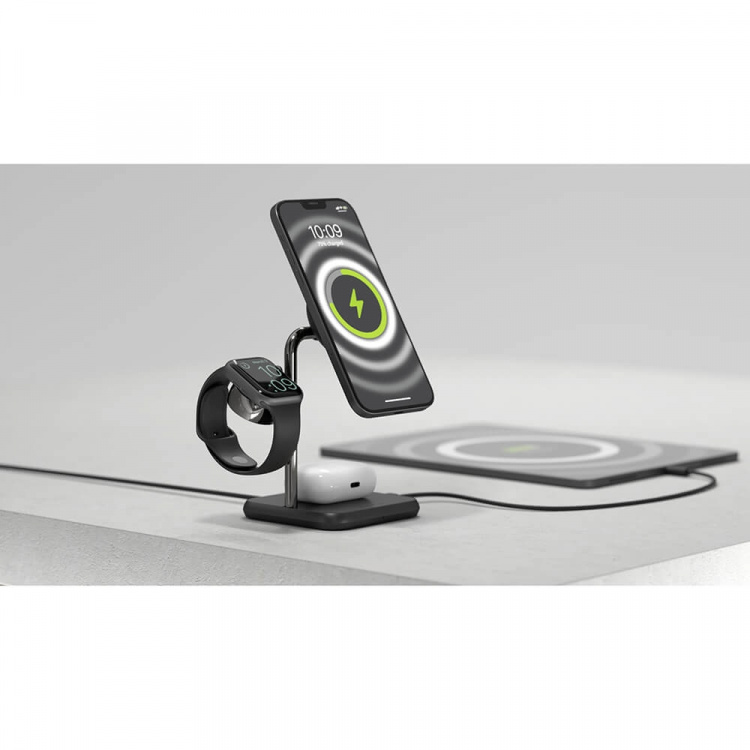 Zens Trådløs Lader 4-i-1 Magnetisk + Ur Svart