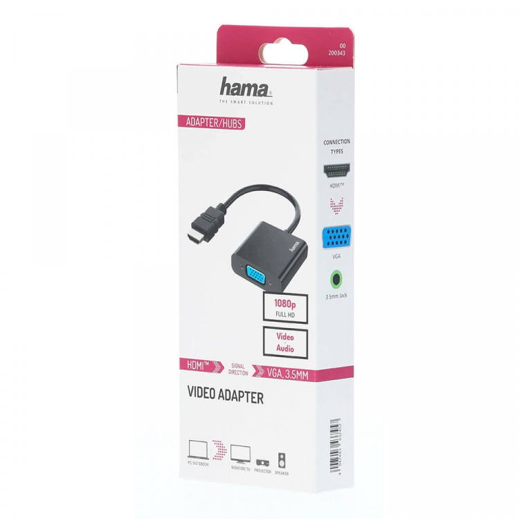 Hama Adapter HDMI-VGA Full-HD 1080p Svart Hama Adapter HDMI-VGA Full-HD 1080p Svart