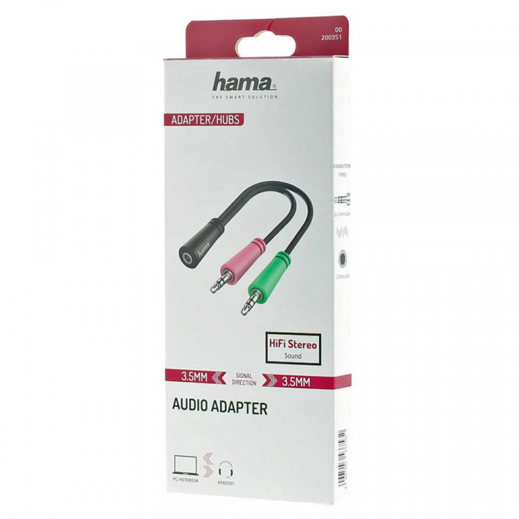 Hama Adapter Audio 3.5 Hunn til 2x 3.5 Hann Hama Adapter Audio 3.5 Hunn til 2x 3.5 Hann