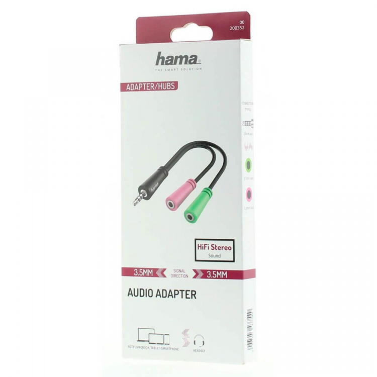 Hama Adapter Lyd 3.5 Hunn til 2x 3.5 Hann 0.15m