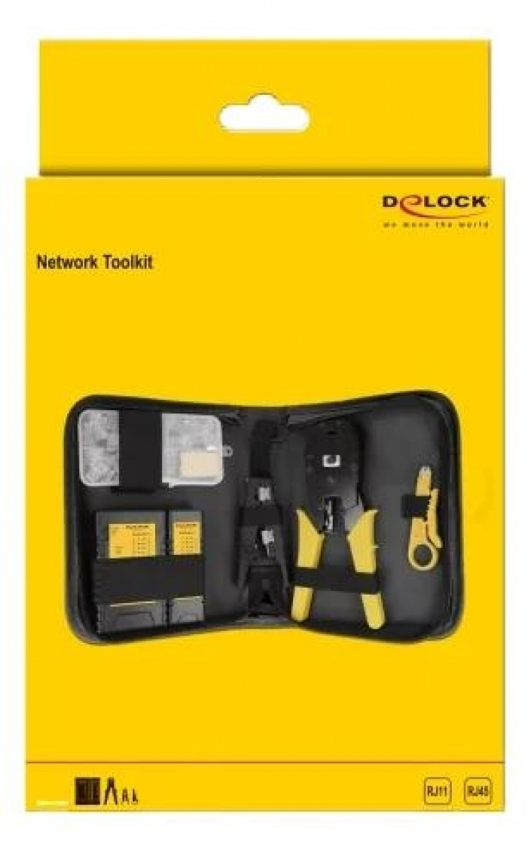 DeLOCK Nettverksverktøysett for RJ45 og RJ11, svart