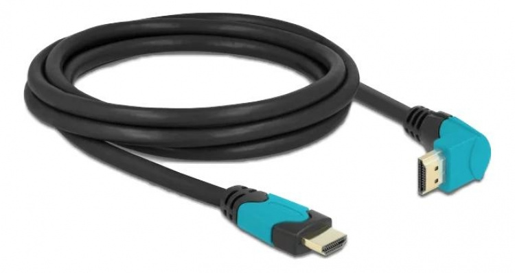 DeLOCK Høyhastighets HDMI-kabel hann-hann 90° ned 48 Gbps 8K 60 Hz 2 m