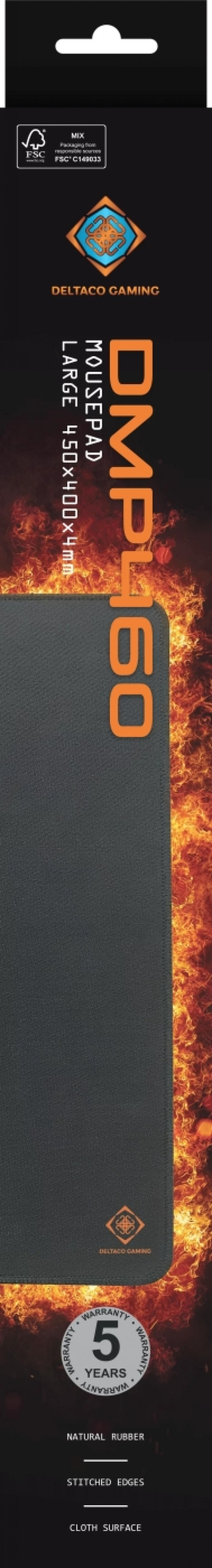 DELTACO GAMING DMP460 L musematte, 450x400, sømde kanter, svart