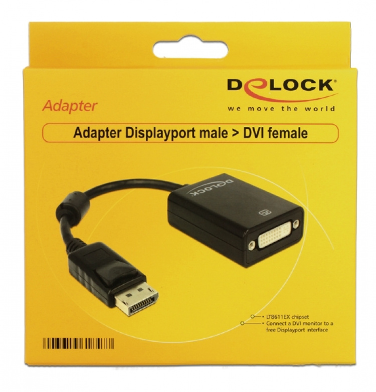 DeLOCK Adapter Displayport 1.1 hann > DVI hunn Passiv svart