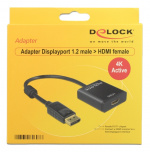 DeLOCK Adapter Displayport 1.2 hann til HDMI hunn, 4K, aktiv