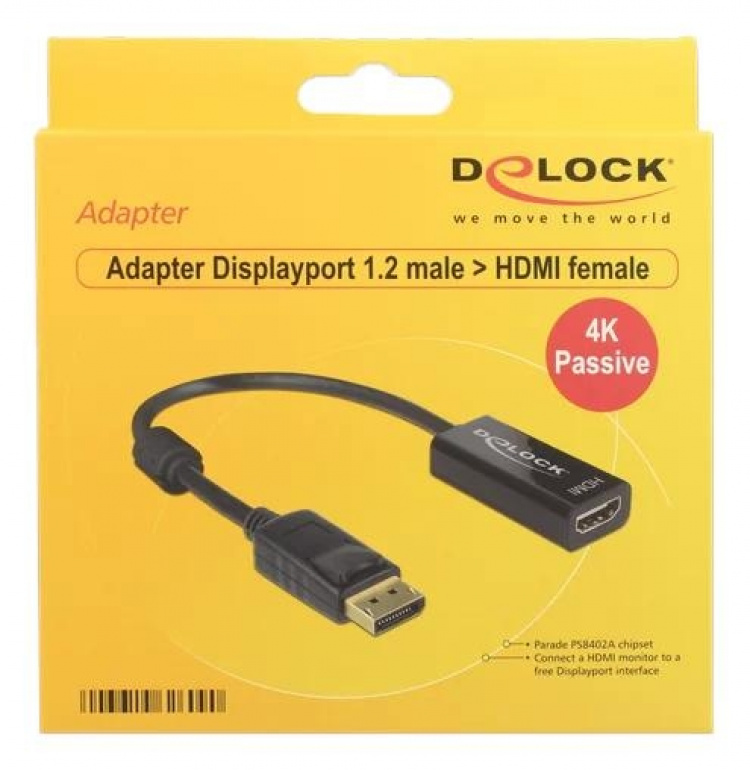 DeLOCK Adapter Displayport 1.2 hann til HDMI hunn, 4K, passiv