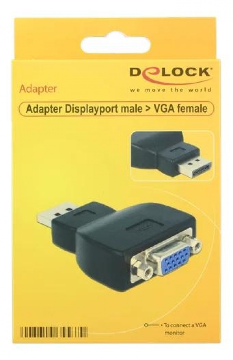 DeLOCK Adapter Displayport 1.1 hann > VGA hunn svart