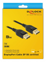 DeLOCK DisplayPort kabel 8K 60 Hz 1 m DP 8K-sertifierad, svart