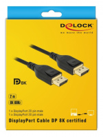 DeLOCK DisplayPort kabel, 8K 60 Hz, DP 8K-sertifisert, 2 m, svart