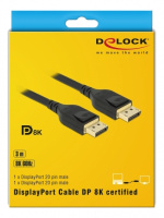 DeLOCK DisplayPort kabel 8K 60 Hz 3 m DP 8K-sertifierad, svart