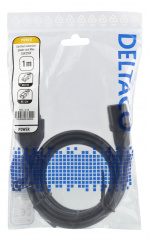 DELTACO Skjøteledning IEC C15, IEC C14, 1m, svart