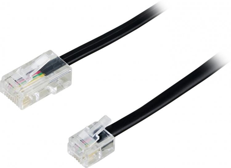 DELTACO modulkabel, 8P4C(RJ45) til 6P4C(RJ11),1m,svart