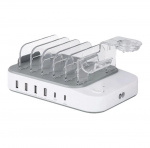 DELTACO USB-ladestasjon, 4x USB-A, 1x USB-C 2,4A, 1x US