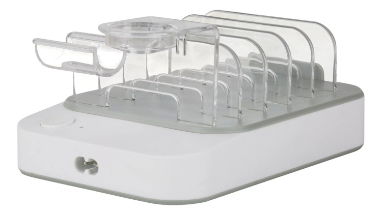 DELTACO USB-ladestasjon, 4x USB-A, 1x USB-C 2,4A, 1x US