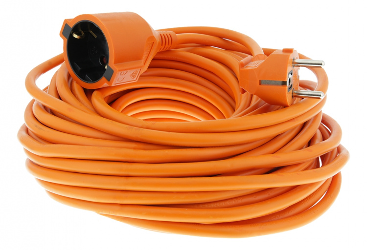 DELTACO Forlengelseskabel, innendørs bruk, jordet, IP20, 20 m, Oransje