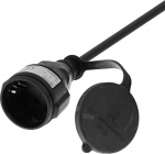 DELTACO Forlengelseskabel, utendørs, jordet, IP44, 10 m, Svart