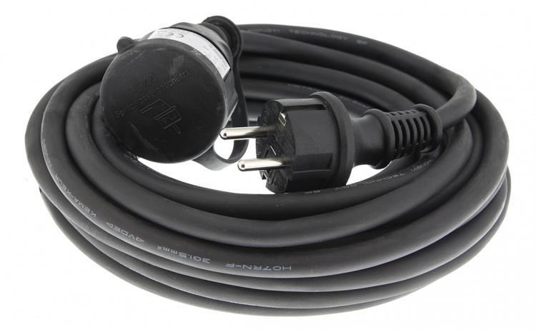 DELTACO Forlengelseskabel, utendørs, jordet, IP44, 10 m, Svart