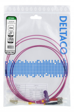 DELTACO OM4 Fiberkabel, LC-ST Duplex, 50/125, 2m, rosa