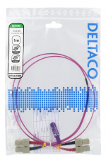 DELTACO OM4 Fiberkabel, SC - SC Duplex, 50/125, 1m, rosa