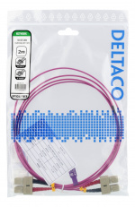 DELTACO OM4 Fiberkabel, SC-SC Duplex, 50/125, 2m, rosa