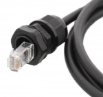 DELTACO S/FTP Cat6a patchkabel, 1m, IP68, PG13.5, svart