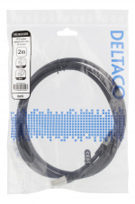 DELTACO S/FTP Cat6 patchkabel, 2 m, 250 MHz, UV-bestandig, svart