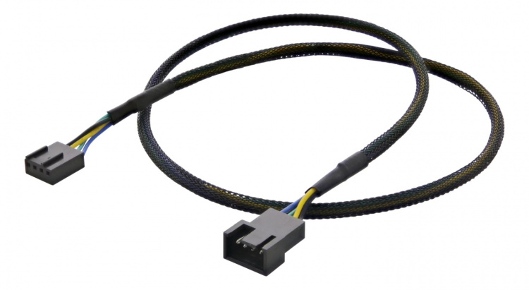 DELTACO Forlengelseskabel for 4-pinners vifter 0,6 m, svart