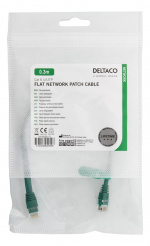 DELTACO U/UTP Cat6 patchkabel, flat, 0,3 m, 250 MHz, grønn
