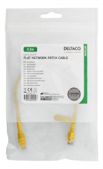 DELTACO U/UTP Cat6 patchkabel, flat, 0,3 m, 250 MHz, gul