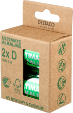 DELTACO Ultimate Alkaline D-batteri, 2-pakning DELTACO Ultimate Alkaline D-batteri, 2-pakning