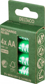 DELTACO aA oppladbare batterier, 2500 mAh, 4-pk DELTACO aA oppladbare batterier, 2500 mAh, 4-pk