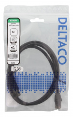 DELTACO Høyfleksibel U/UTP Cat.6 patchkabel, 24AWG, TPE, 1m, svart