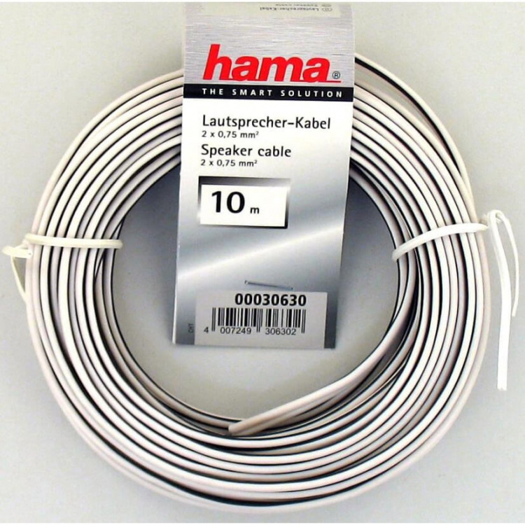 Hama Högtalarkabel 2x0.75 mm2 25p Bulk Vit 10m