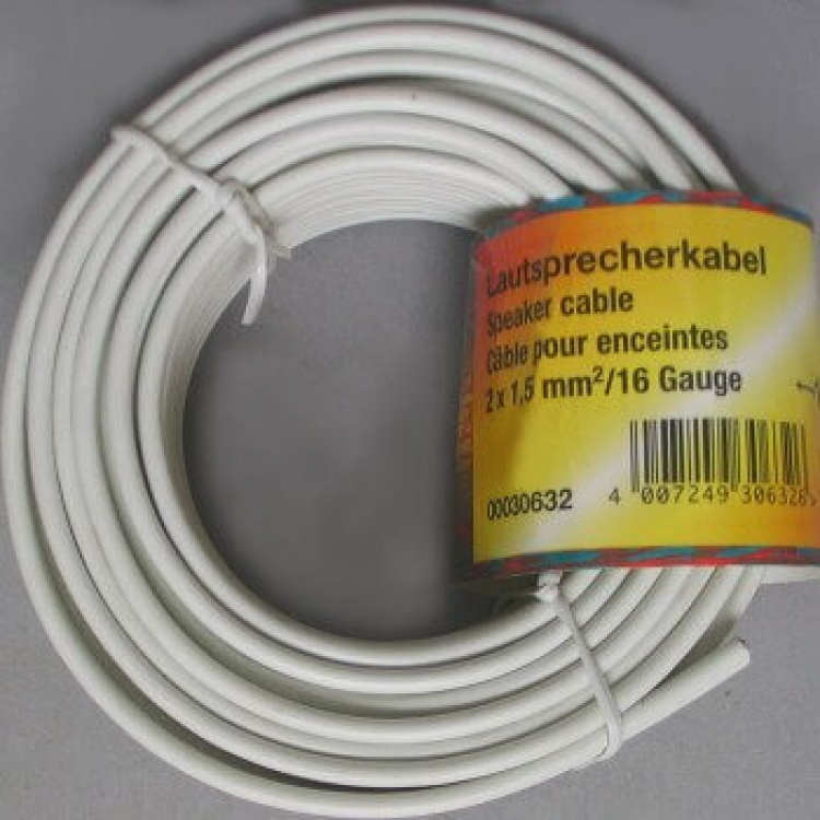 Hama kabel 2x1,5 Hvit 10m