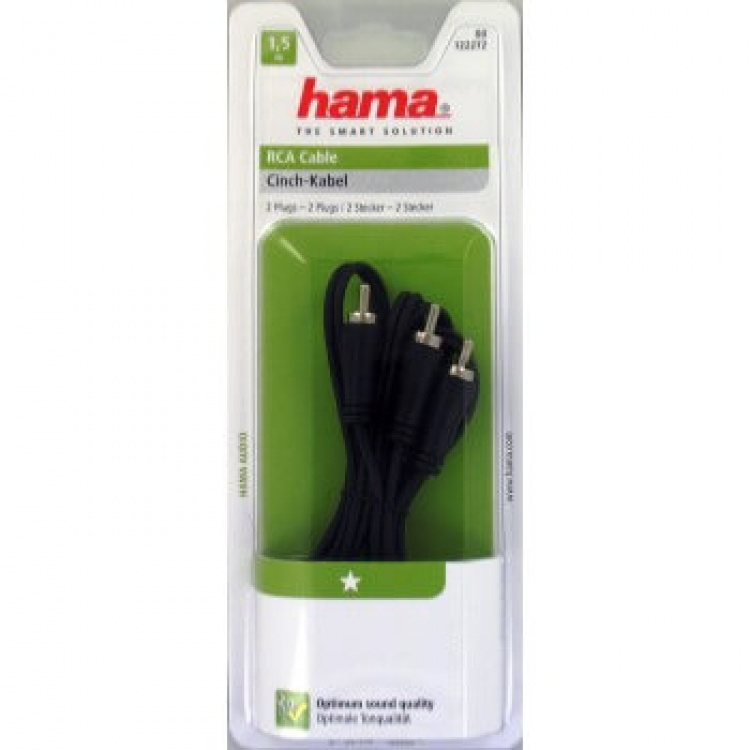 Hama audiokabel 2xRCA-2xRCA Svart 1.5m