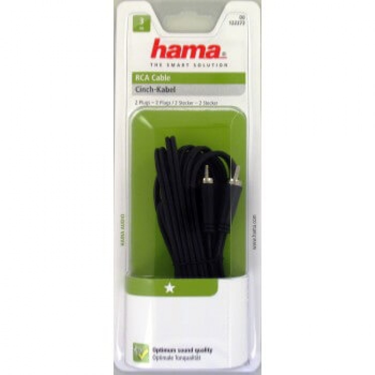 Hama audiokabel 2xRCA-2xRCA Svart 3m