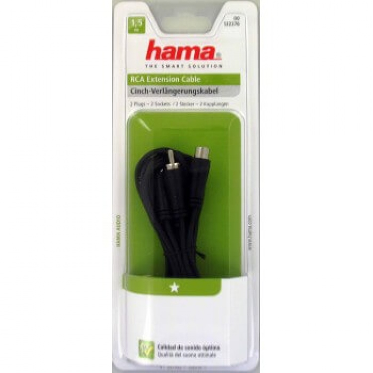 Hama audiokabel 2xRCA-2xRCA forlengning 1,5m Hama audiokabel 2xRCA-2xRCA forlengning 1,5m