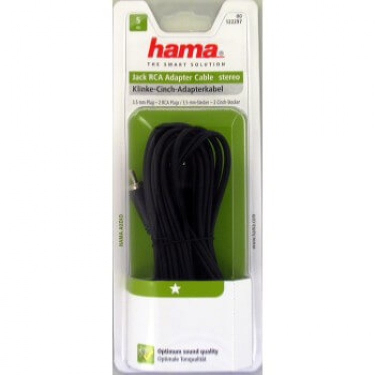 Hama audiokabel 3,5mm-2xRCA Svart 5m
