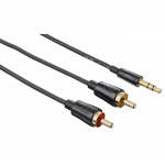 Hama Kabel Audio 3,5mm-2xRCA 1,5m Svart Flexislim TL Hama Kabel Audio 3,5mm-2xRCA 1,5m Svart Flexislim TL