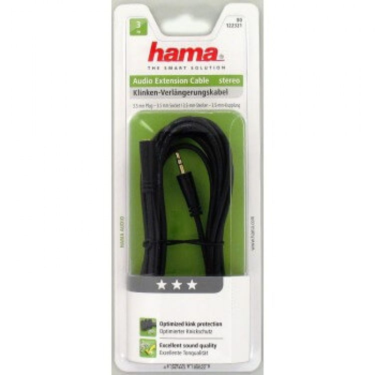 Hama audiokabel 3,5mm-3,5mm 3m forlenger TL