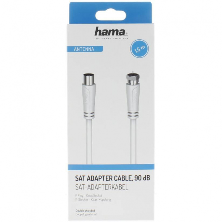 Hama Kabel Antenn SAT 90dB F-Plug-Coax Hona Vit 1.5m