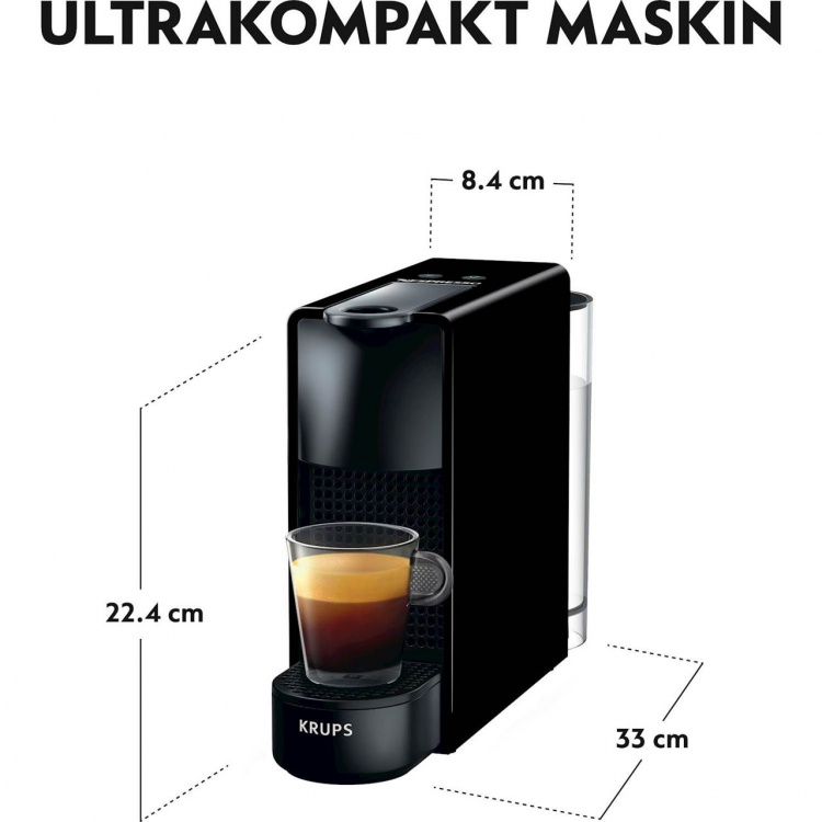 Krups Kapselmaskin Essenza Mini, 0,6 l. Svart i fargen