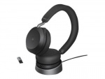 Jabra Kablede hodetelefoner med ladestasjon, Jabra Evolve2 75 Link380a Ms Stereo, svart