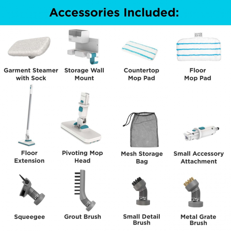 Black+Decker Steam Mop 1500W Steam System 8stk tilbehør