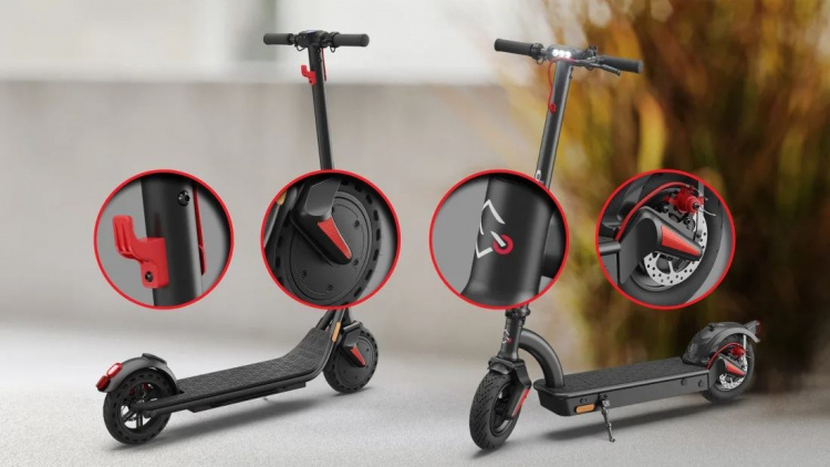 Sharp EM-KS2AEU-B - Elektrisk sparkesykkel med innebygd display, dobbel fjæring bak og appkontroll