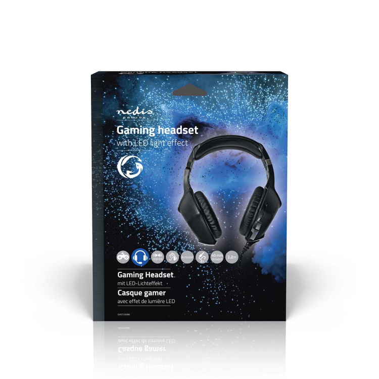 Nedis Gaming Headset | Over-Ear | Stereo | USB Type-A / 2x 3.5 mm | Fold-Away Mikrofon | 2.20 m | LED Nedis Gaming Headset | Over-Ear | Stereo | USB Type-A / 2x 3.5 mm | Fold-Away Mikrofon | 2.20 m | LED